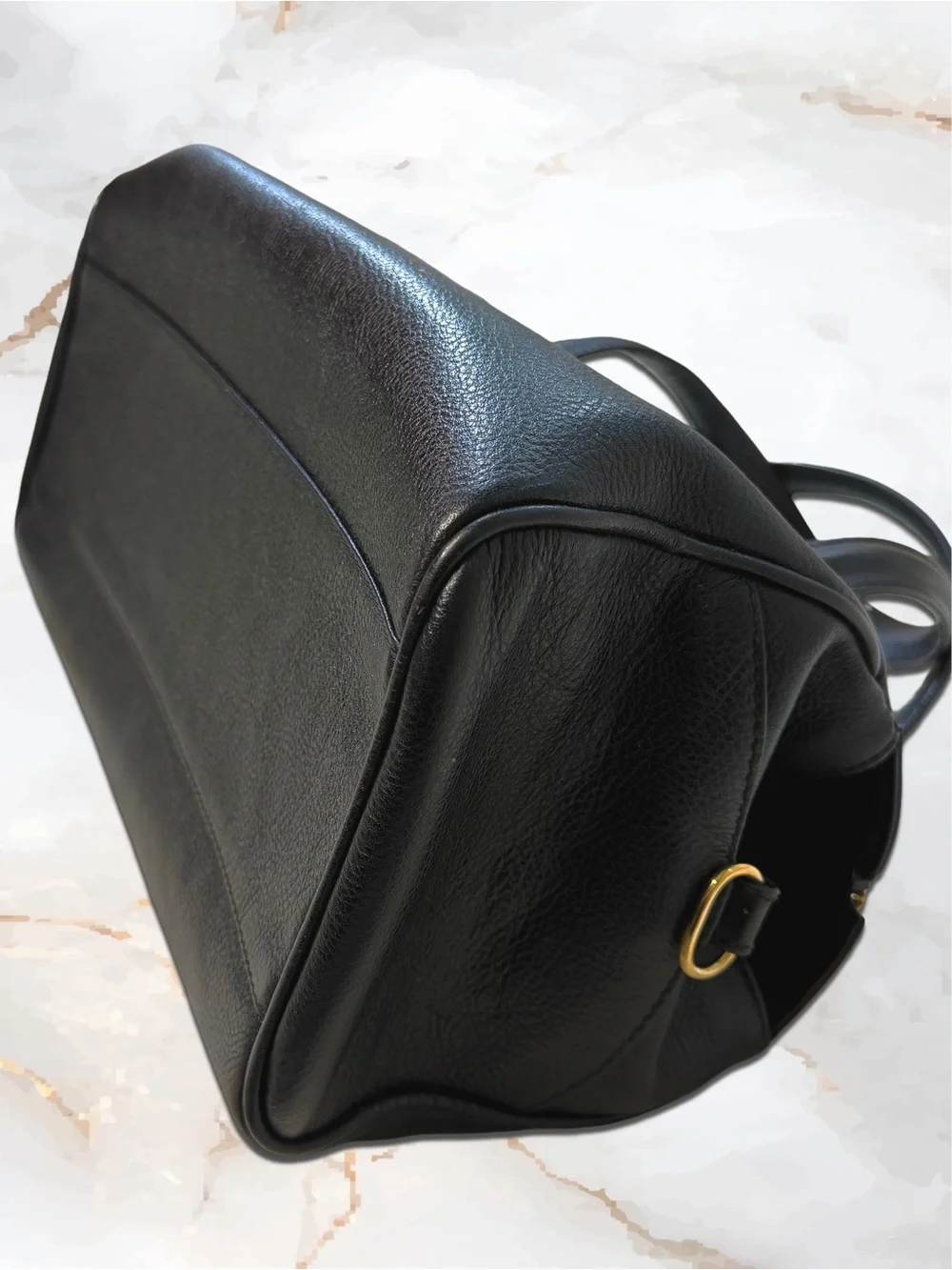 Vintage BALLY Black Leather 2-Way Satchel Crossbody East West Bag Italian Made